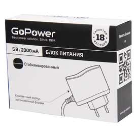  Блок питания GoPower 2.0A 5V 5,5x2,5/12мм импульсный (1/100) 