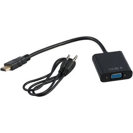  Конвертер HDMI-1.4a (папа) - D-SUB/VGA (мама) + Audio stereo (mini-jack 3.5 mm), кабель 15 см, 1920x1200(1080)@60Hz, Cablexpert A-HDMI-VGA-03 