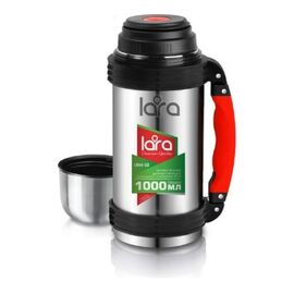 Термос LARA LR04-02  Кнопка. ремешок. двойные стенки. крышка,стаканчик. нерж сталь 