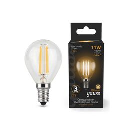  Лампа светодиодная Gauss Filament 105801111 11Вт цок.E14 шар 220B 2700K св.свечения белый теплый уп/10шт 