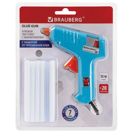  Клеевой пистолет BRAUBERG 671052 15Вт для стержня 7мм 