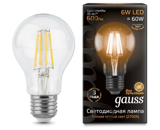  Лампочка Gauss 102802106 Filament A60 E27 