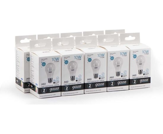  Лампа светодиодная Gauss Filament 179202210-D 10Вт цок.E27 груша 220B 4100K св.свечения белый нейтральный уп/1шт 