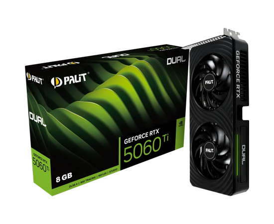  Видеокарта Palit RTX5060Ti Dual 8GB (NE7506T019P1-GB2062D) GDDR7 128bit 3xDP HDMI 2Fan RTL 