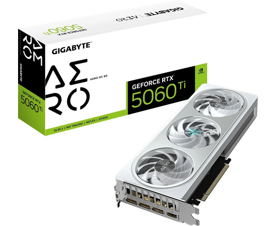  Видеокарта Gigabyte Nvidia GeForce RTX 5060TI Aero OC (GV-N506TAero OC-8GD 1.0) 8ГБ, GDDR7, Ret 