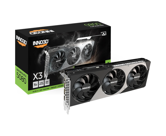  Видеокарта INNO3D RTX 5080 X3 (N50803-16D7-176068N)//RTX5080, HDMI, DP*3, 16G,D7 