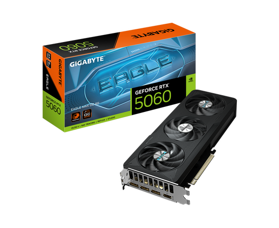  Видеокарта Gigabyte RTX5060 Eagle Max OC 8GB (GV-N5060EAGLEMAX OC-8GD) GDDR7 128bit 3xDP HDMI 3Fan RTL 