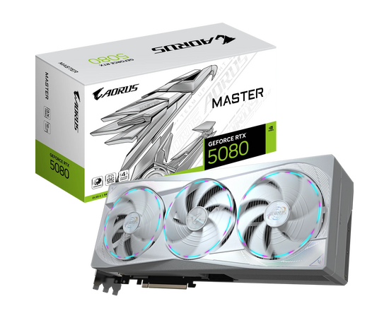  Видеокарта Gigabyte RTX5080 Master Ice 16GB (GV-N5080AORUSM ICE-16GD) GDDR7 256bit 3xDP HDMI 3Fan RTL 