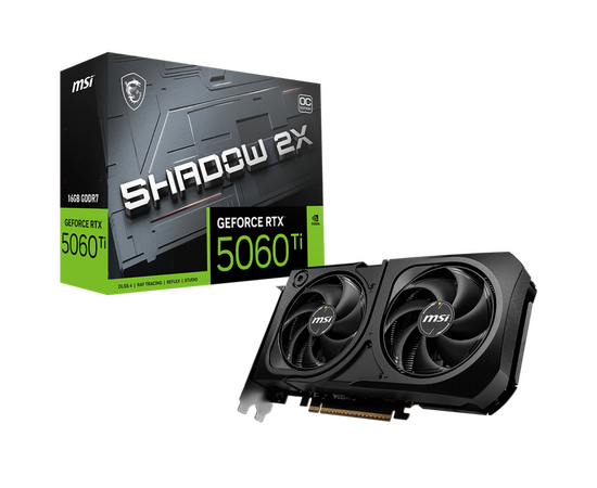  Видеокарта MSI RTX5060TI 16GB (RTX 5060 Ti 16G Shadow 2X OC Plus) PCIE16 