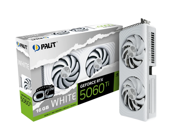  Видеокарта Palit GeForce RTX 5060 Ti White OC (NE7506TU19T1-GB2061M) / 16GB GDDR7 128bit 3xDP HDMI 
