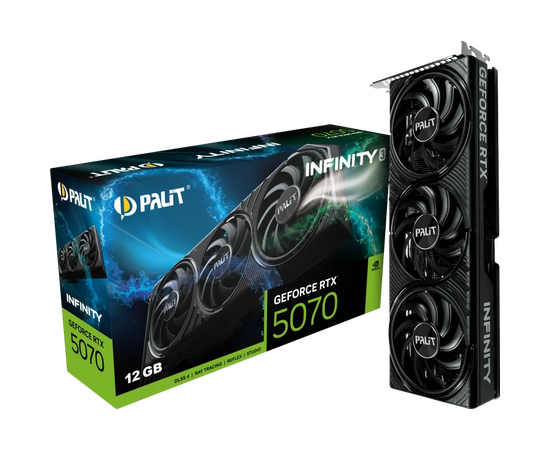  Видеокарта Palit RTX5070 Infinity 3 12GB (NE75070019K9-GB2050S) GDDR7 192bit 3xDP HDMI 3Fan RTL 