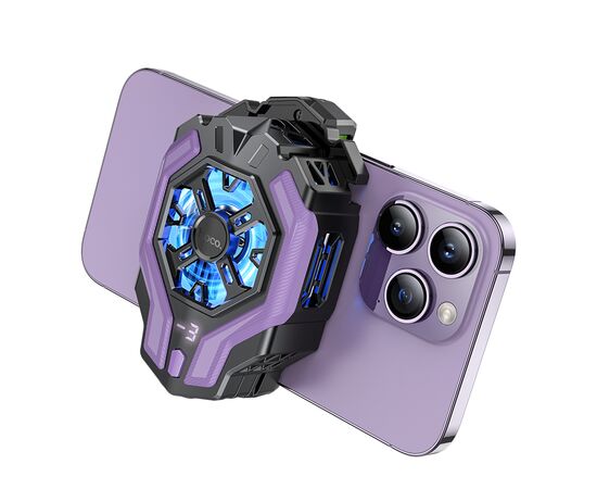  Кулер игровой (охлаждение) для смартфонов HOCO GM26 Ambitious cooling mobile phone fan (черный/фиолетовый) 