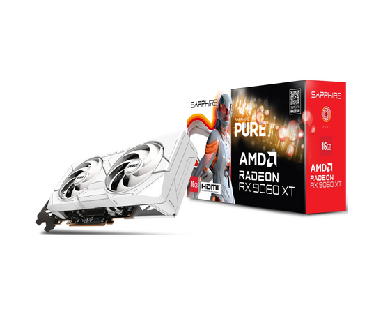  Видеокарта Sapphire AMD Radeon RX 9060XT (11350-02-20G) Pure AMD Radeon RX 9060 XT Gaming OC 16GB Dual 16ГБ Pure, GDDR6, OC, Ret 