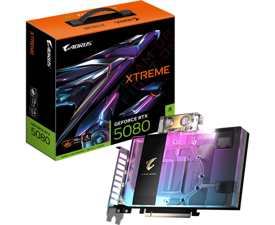  Видеокарта Gigabyte Nvidia GeForce RTX 5080 Aorus Xtreme Waterforce WB OC 16Gb (GV-N5080AORUSX WB-16GD) 