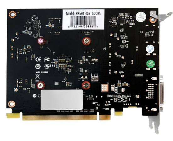  Видеокарта CBR Radeon RX 550 4G (VGA-STX550-4G-RTL), GDDR5, 128BIT, 896, 1175MHz, Single fan, PCIE 3.0, 50W (DVI/HDMI/DP) 