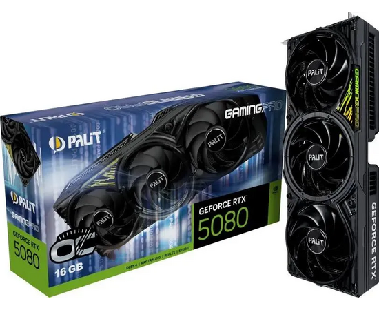 Видеокарта Palit Nvidia GeForce RTX 5080 GamingPro (PA-RTX5080 Gamingpro OC V1) (ne75080s19t2-gb2031y) 16ГБ, GDDR7, OC, Ret 