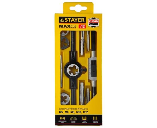  Набор метчиков и плашек Stayer 28012-H12_z01 12 предметов (жесткий кейс) 
