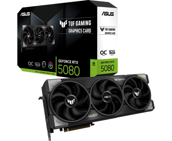  Видеокарта ASUS RTX5080 Tuf Gaming OC 16GB (Tuf-RTX5080-O16G-Gaming) (90YV0M30-M0NA00) GDDR7 256bit 3xDP 3xHDMI 3Fan RTL 